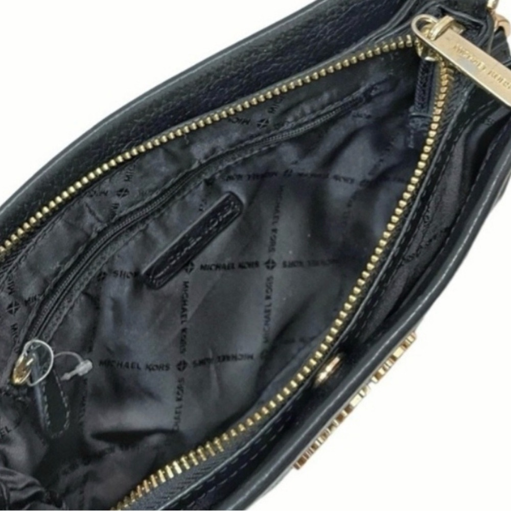 Michael Kors Black Leather Clutch with Gold Accents